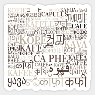 Coffee in different languages Sticker